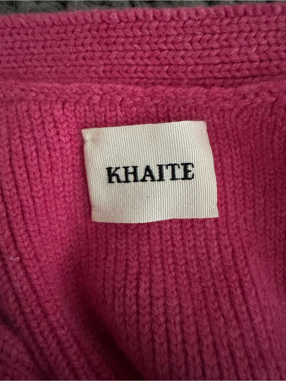 KHAITE Scarlet Bright Pink V-Neck Button Front Cardigan - Picture 2 of 2
